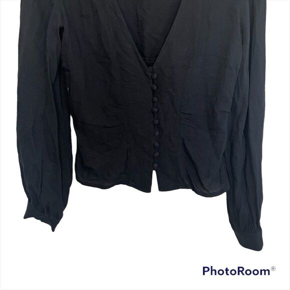 Free People Black Maise Boho Button Front Blouse - Picture 5 of 10